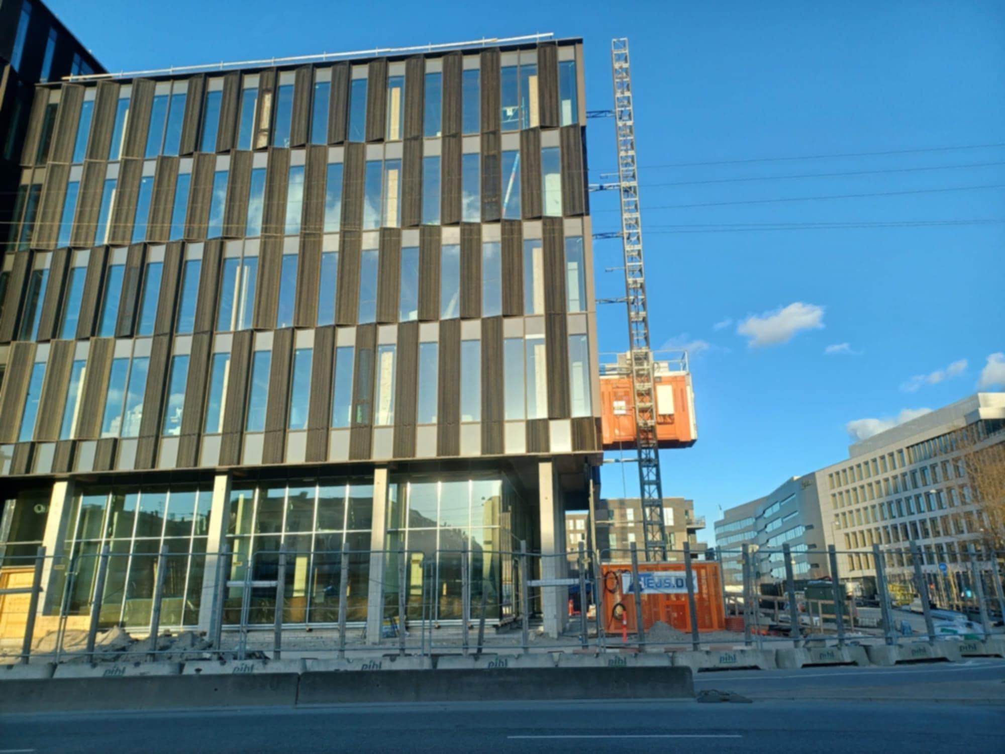 building facade constructed using expanded metal